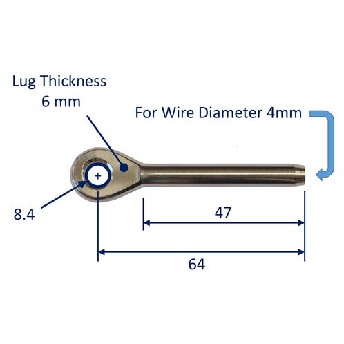Swage Eye End Fitting For Wire Rope, 316 Stainless Steel Swage Fitting, With Eye End image #2