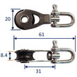 Single Swivel Pulley Block With 20mm Sheave, 316 Stainless Side Plates, Miniox image #1