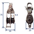 Double Fixed Pulley Block With Becket & 20mm Sheave, 316 Stainless Side Plates, Miniox image #1