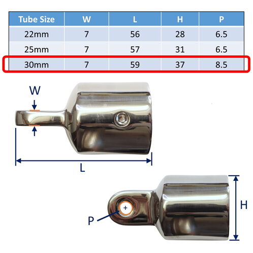 Stainless Steel Tube End Cap With Mounting Hole, in 316 Stainless Steel image #3