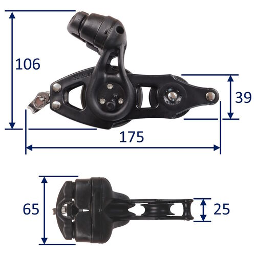 Nautos Organic 57 Fiddle Swivel Sailing Pulley Block With Becket & Cam Cleat image #1