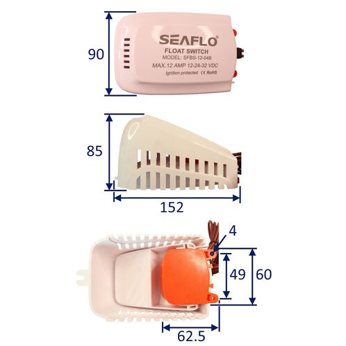 SEAFLO Bilge Float Switch And Alarm System, With Audible (95dB) & LED Alert System, For Up To 12Amp Systems. This Is For 12Volt Systems. image #1