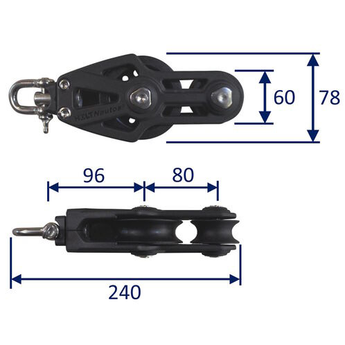 Sailing pulley block 14mm line