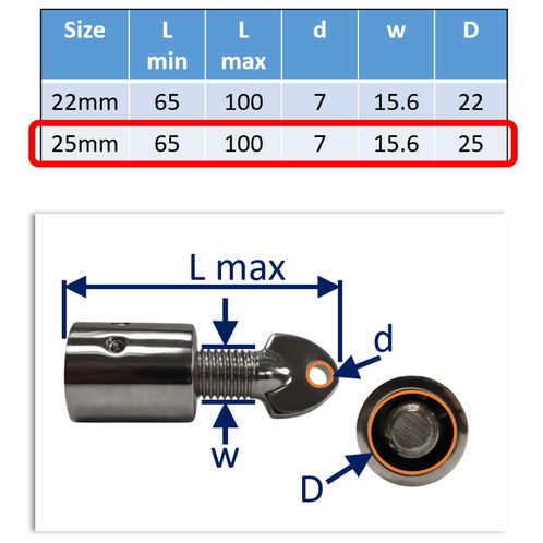 Tube End Fitting For Bimini / Canopy Frame / Hood Frame In 316 Stainless Steel image #2