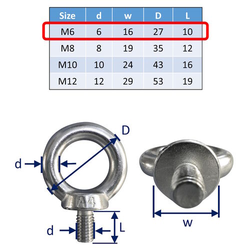 Lifting Eye Bolts Stainless Steel A4 Marine-Grade (316) image #1