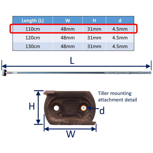 Sailing Dinghy Tiller Extension With Quick Release, Choice Of Lengths, Aluminium / Composite Construction image #1