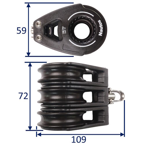 Nautos Organic 57 Triple Swivel Sailing Pulley Block With Ball Race image #1