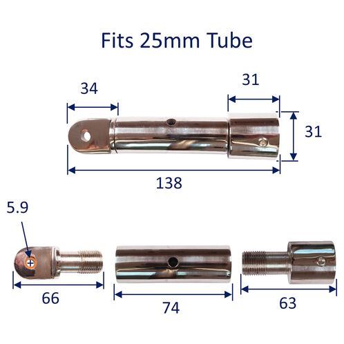 316 Stainless Steel Bimini Tensioner For Tensioning Hoods, Canopies & Biminis image #2