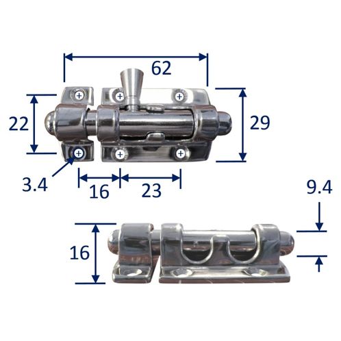 product image for Stainless Steel A4 (316) Cabin Lock / Latch / Locking Hinge 62mm