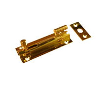 Slide Barrel Bolt with Offset Neck in Brass, 75mm