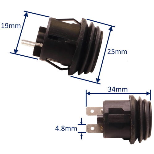 product image for Waterproof Latching Push Switch 10Amp Current Capacity, With Blade Terminals