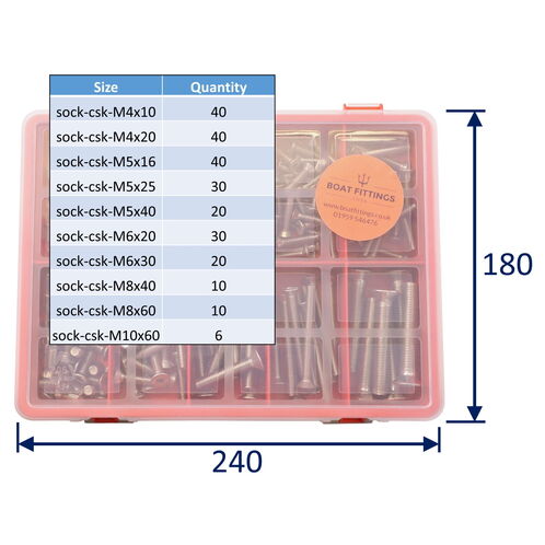 product image for Kit Box Of 316 Stainless Steel Countersunk Socket Set Screws / Bolts