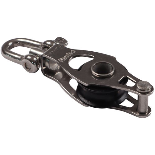 product image for Single Swivel Pulley Block With Becket & 20mm Sheave, 316 Stainless Side Plates, Miniox