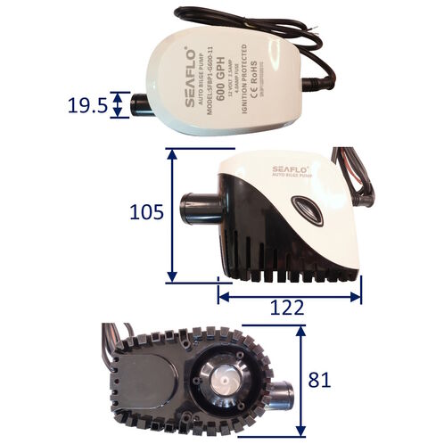product image for SEAFLO Enclosed Automatic Bilge Pump With Float Switch 600 GPH, 12V Submersible Pump