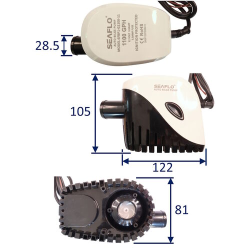 product image for SEAFLO Enclosed Automatic Bilge Pump With Float Switch 1100 GPH, 12V Submersible Pump