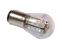 Interior LED Bulb, BA15D Fitting, Warm White, 127 Lumen, 11W, 10-30V DC, Double Contact Base, Clear Cover, LED 15