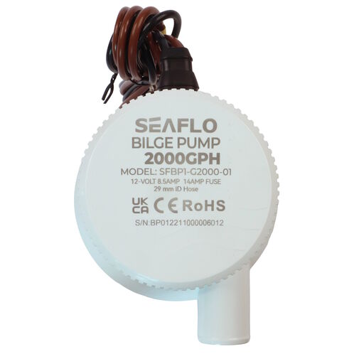 product image for SEAFLO 2000 GPH Electric Bilge Pump / Non-Automatic / Submersible Pump / 12Volt