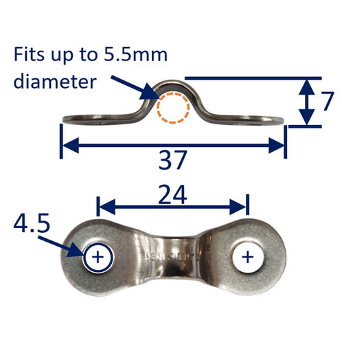 product image for Small 316 Stainless Steel Deck Eye, With Smooth Finish 24mm Hole Centres