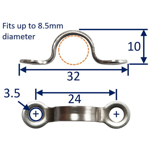 product image for 316 Stainless Steel Deck Eye, With Smooth Finish 24mm Hole Centres